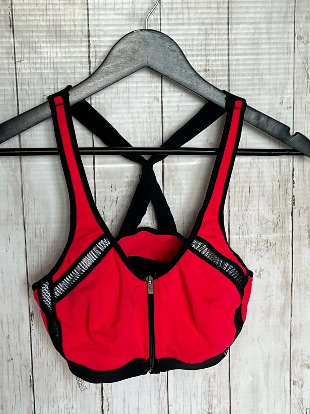 Victoria's Secret Red and Black Front-Zip Sports Bra size 36B